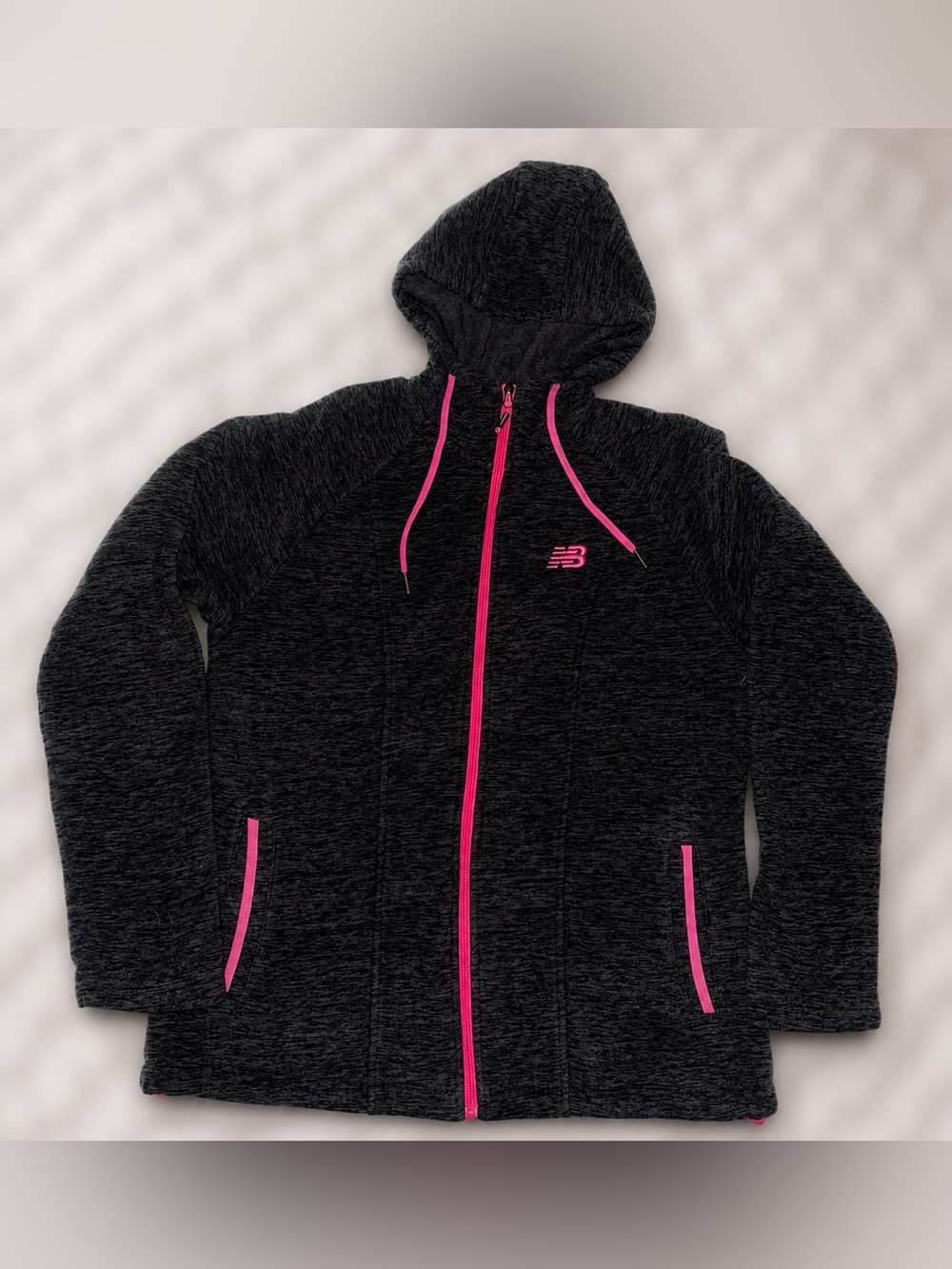 New Balance Black Hooded Jacket with Pink Accents